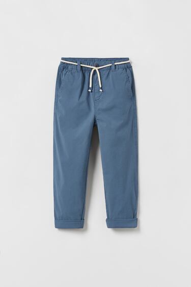 Image 0 of POPLIN TROUSERS WITH DRAWSTRING from Zara