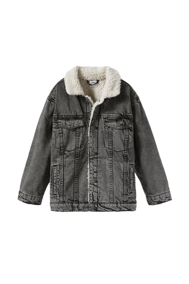 Image 0 of DENIM JACKET WITH FAUX SHEARLING from Zara