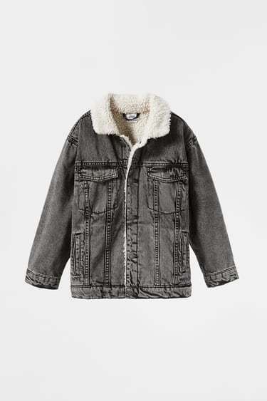 Image 0 of DENIM JACKET WITH FAUX SHEARLING from Zara