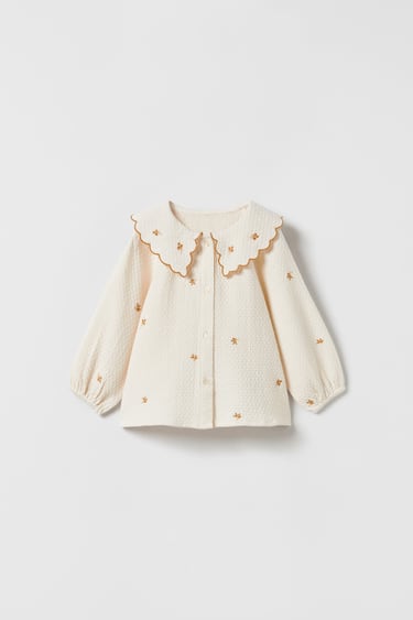 Image 0 of EMBROIDERED SHIRT WITH BIB COLLAR from Zara