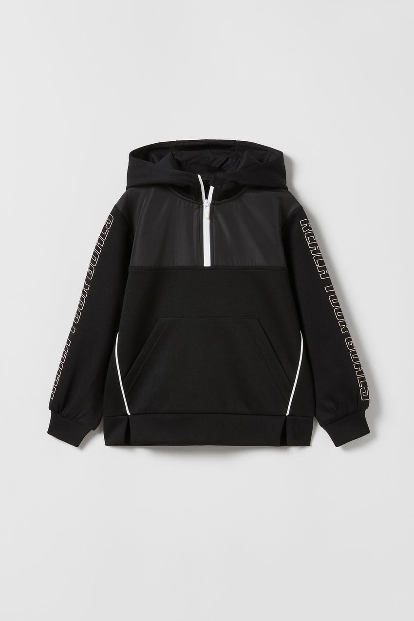 SPORTY CONTRAST HOODIE Black ZARA Angola