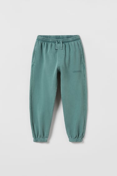 Image 0 of EMBROIDERED PLUSH JERSEY TROUSERS from Zara
