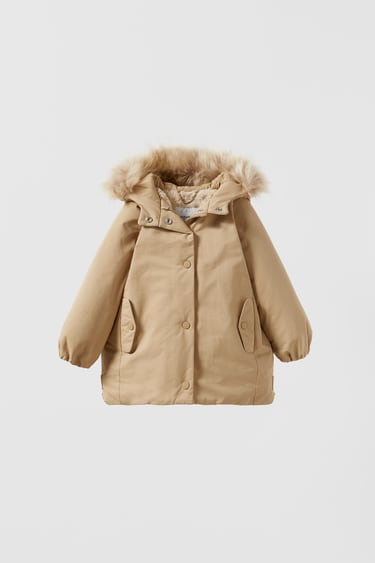 Image 0 of FAUX FUR PARKA from Zara
