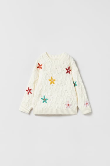 Image 0 of KNIT SWEATER WITH COLOURED EMBROIDERY from Zara