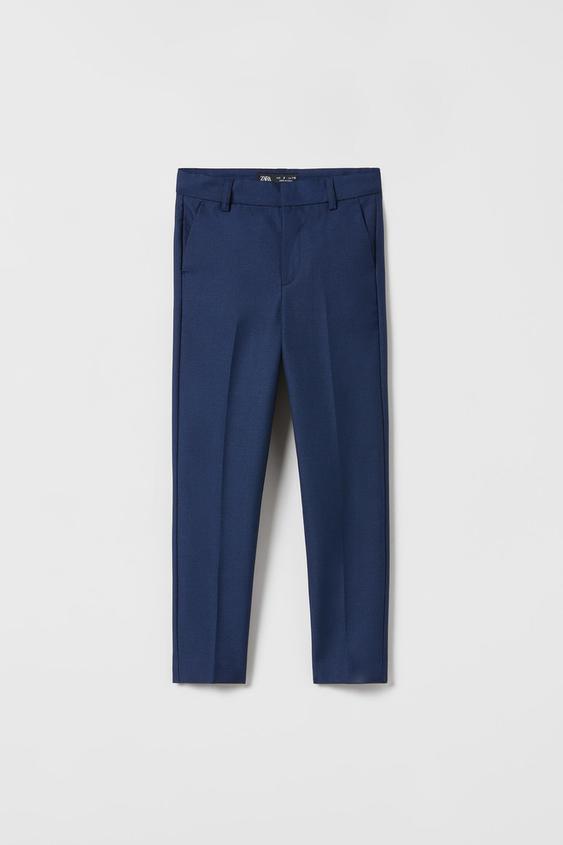 CELANA PANJANG SETELAN JAS BERTEKSTUR - Biru navy | ZARA ...