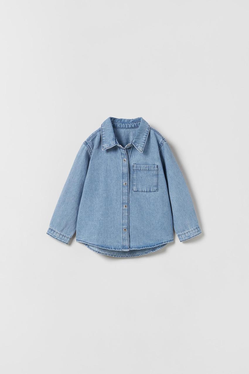 Zara denim shirt with pocket Clearance