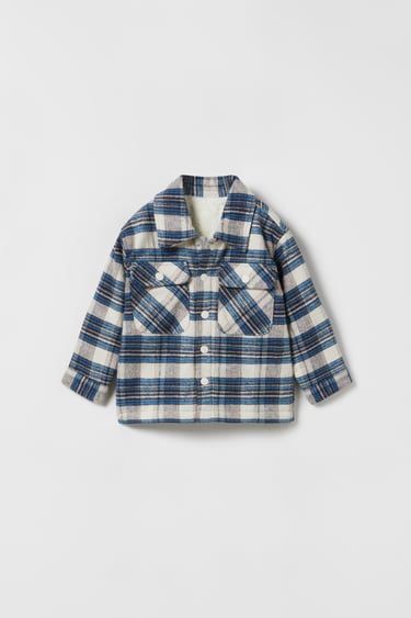 Image 0 of FAUX FUR CHECK OVERSHIRT from Zara