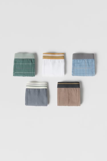 Image 0 of KIDS/ FIVE-PACK OF STRIPED AND CHECKERED BOXERS from Zara