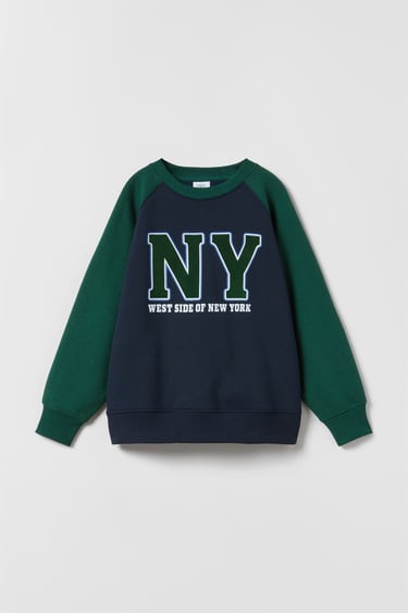 ZARA的图片 0 名称NEW YORK 文字插肩袖植絨運動衫