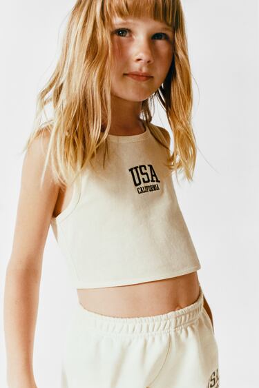 Image 0 of EMBROIDERED CROP TOP from Zara