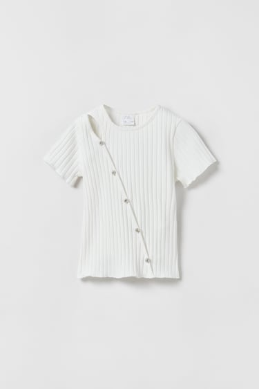 Image 0 of BUTTONED RIBBED T-SHIRT from Zara