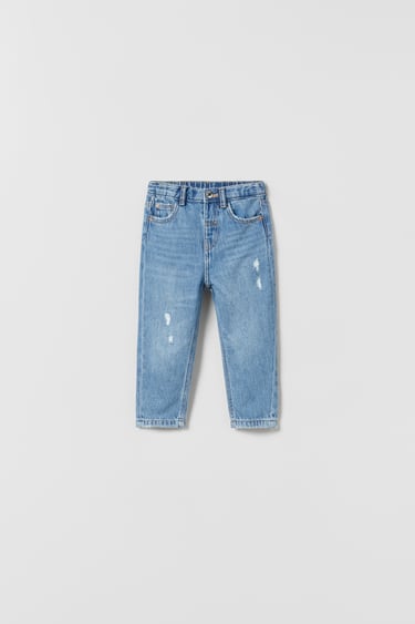 Image 0 of RIPPED MOM FIT JEANS from Zara