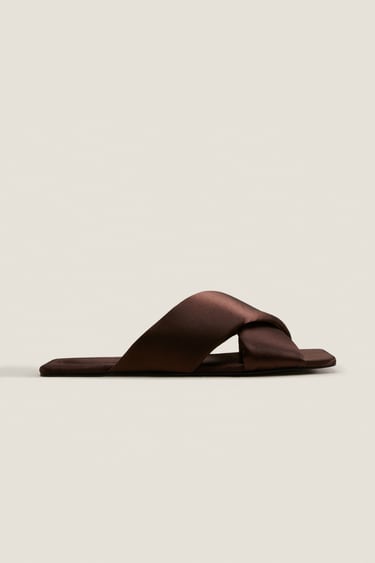 Image 0 of Satin crossover slippers from Zara