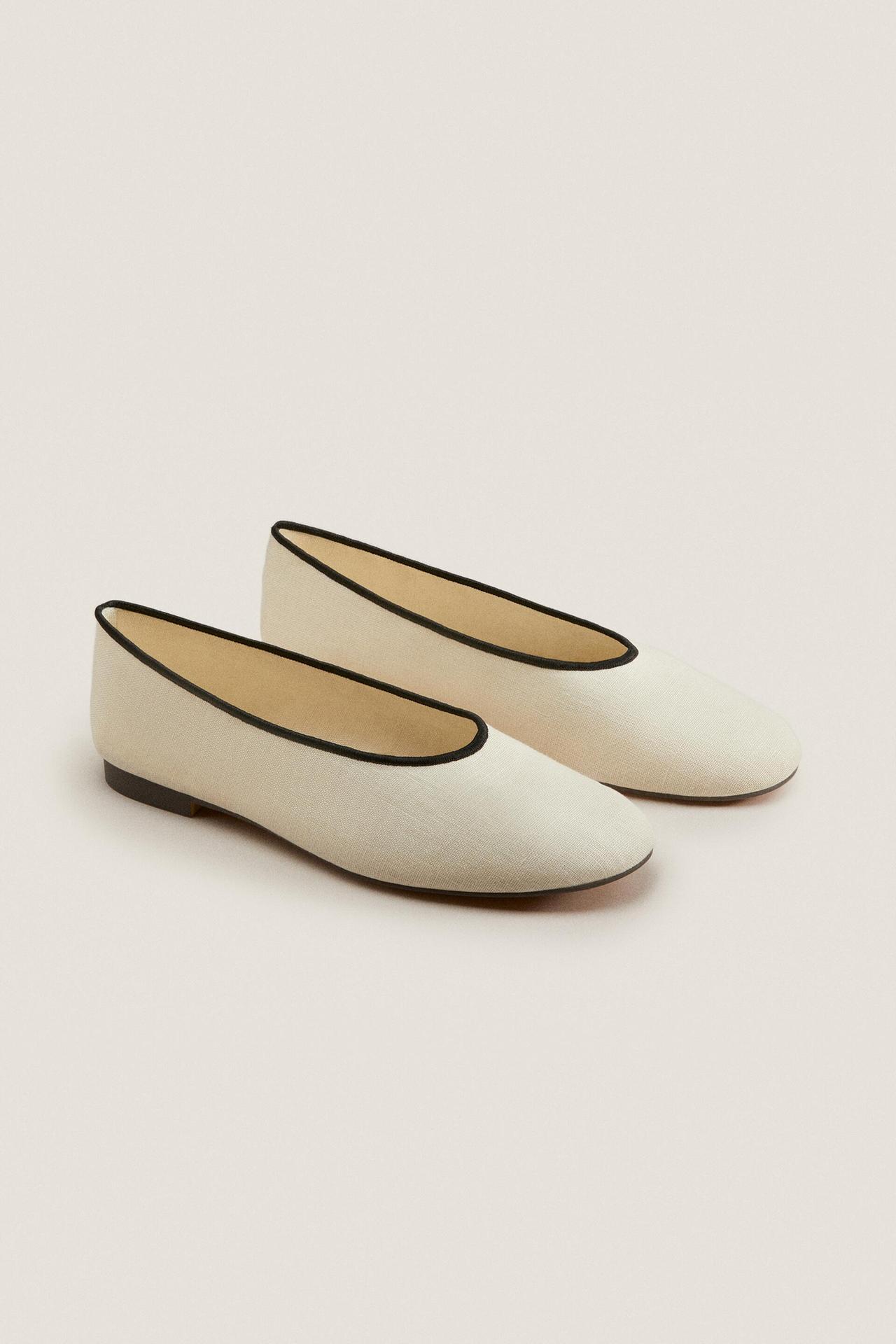 FABRIC BALLET FLATS WITH TRIM DETAIL
