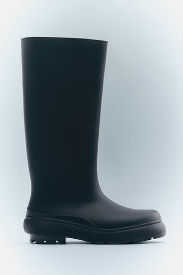 Image 0 of FLAT RUBBERIZED KNEE HIGH BOOTS from Zara