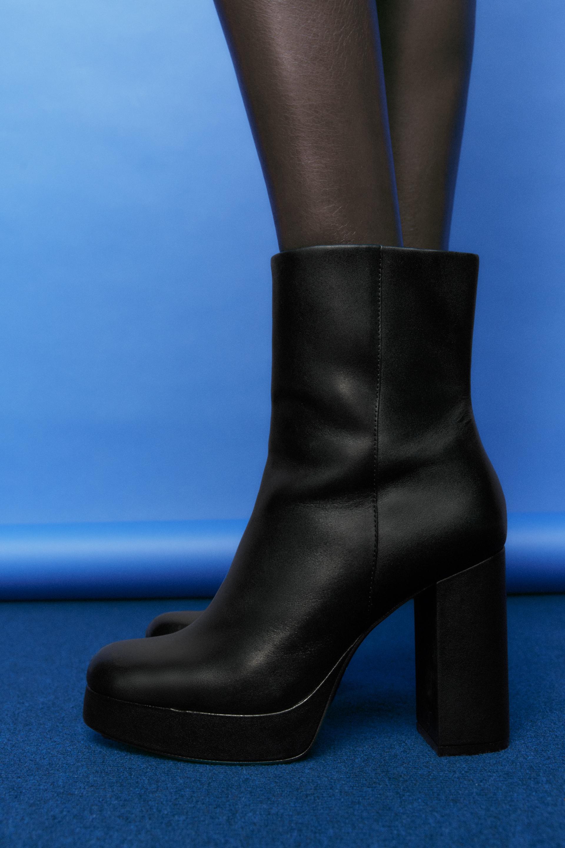 Zara leather platform ankle boots Clearance