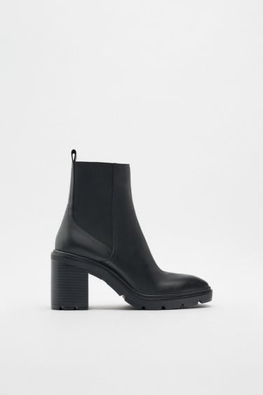 Image 0 of LEATHER HEELED ANKLE BOOTS from Zara