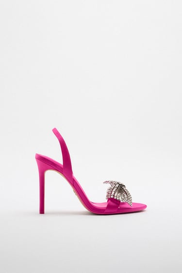 Image 0 of EMBELLISHED BOW HIGH HEELED SANDALS from Zara