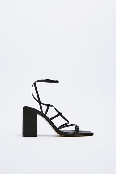 Image 0 of TIED HEELED SANDALS WITH SQUARE TOE from Zara