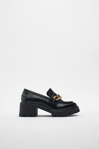 Image 0 of HIGH-HEEL LOAFERS WITH TRACK SOLE AND CHAIN from Zara