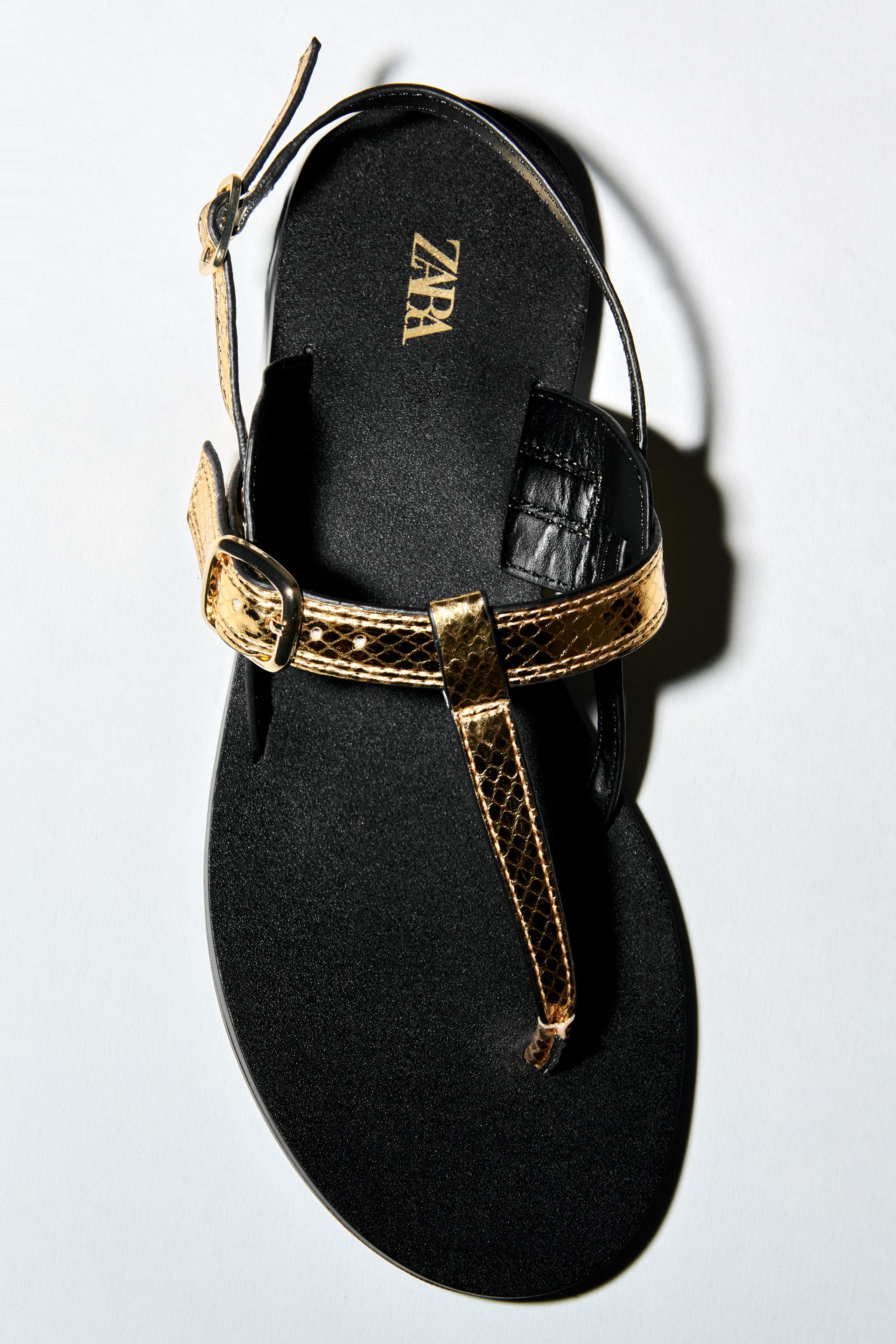 FLAT METALLIC SANDALS - Gold | ZARA United States FLAT METALLIC SANDALS - Gold | ZARA United States