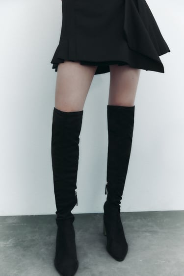 Image 0 of FABRIC HEELED KNEE-HIGH BOOTS from Zara