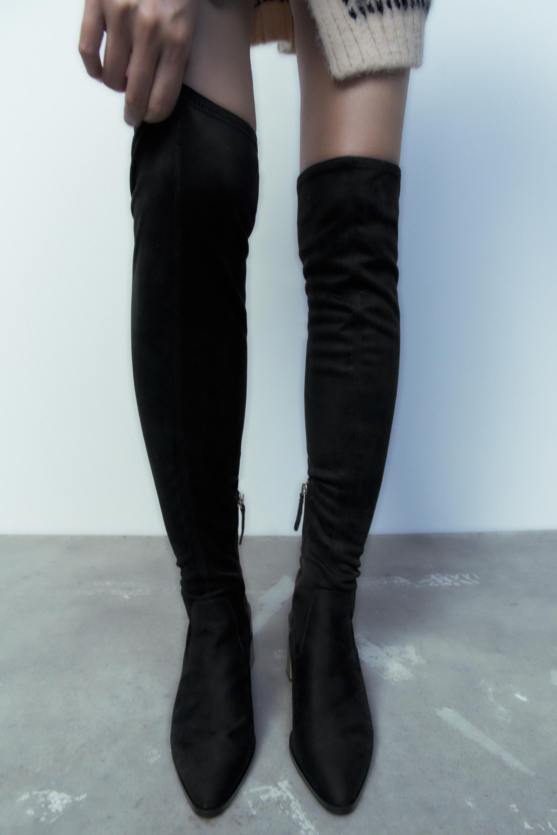 Zara black knee boots Clearance