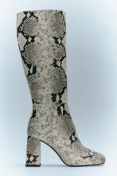 Image 0 of INNER PLATFORM LEATHER HEELED KNEE HIGH BOOTS from Zara