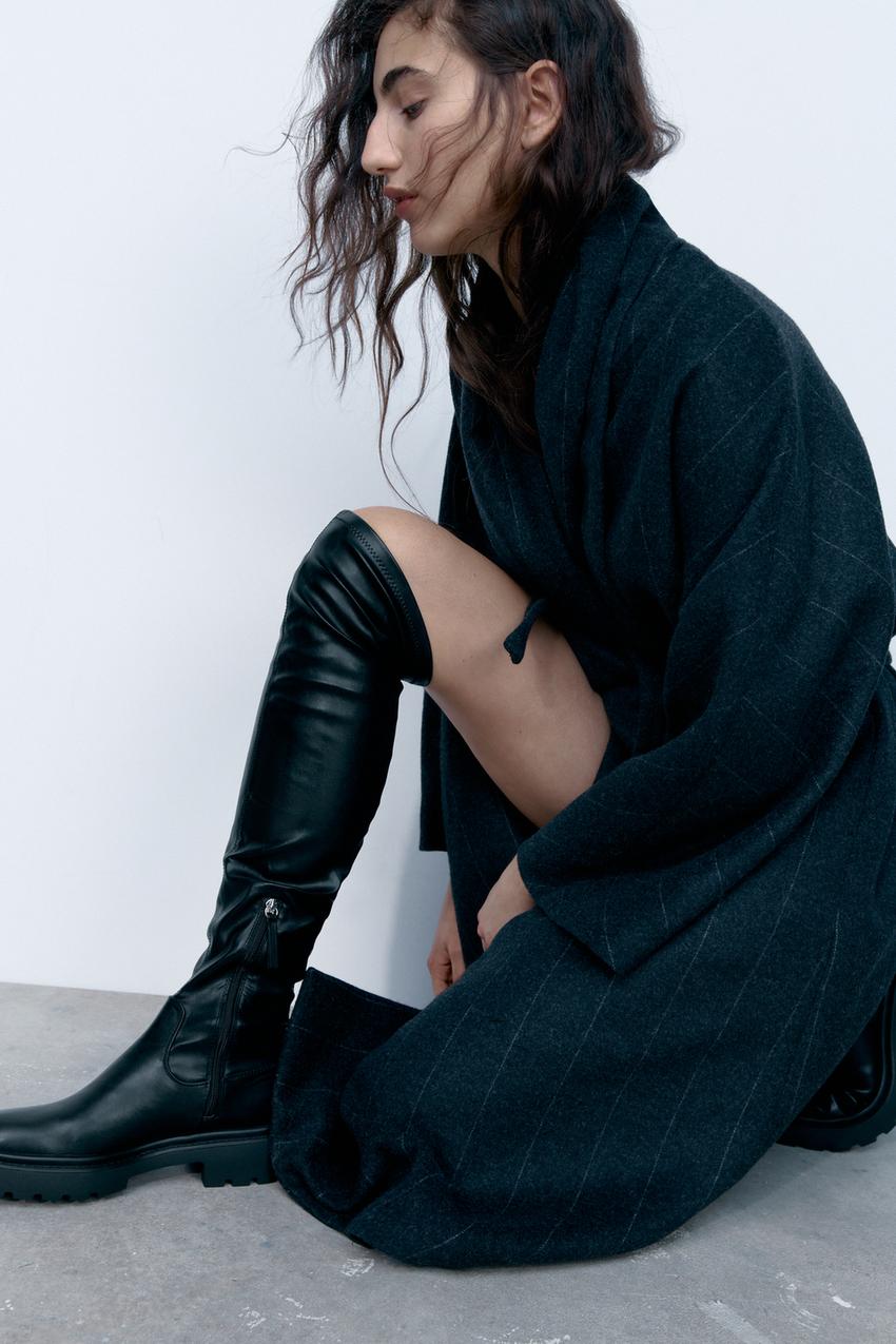 Zara black knee boots Clearance