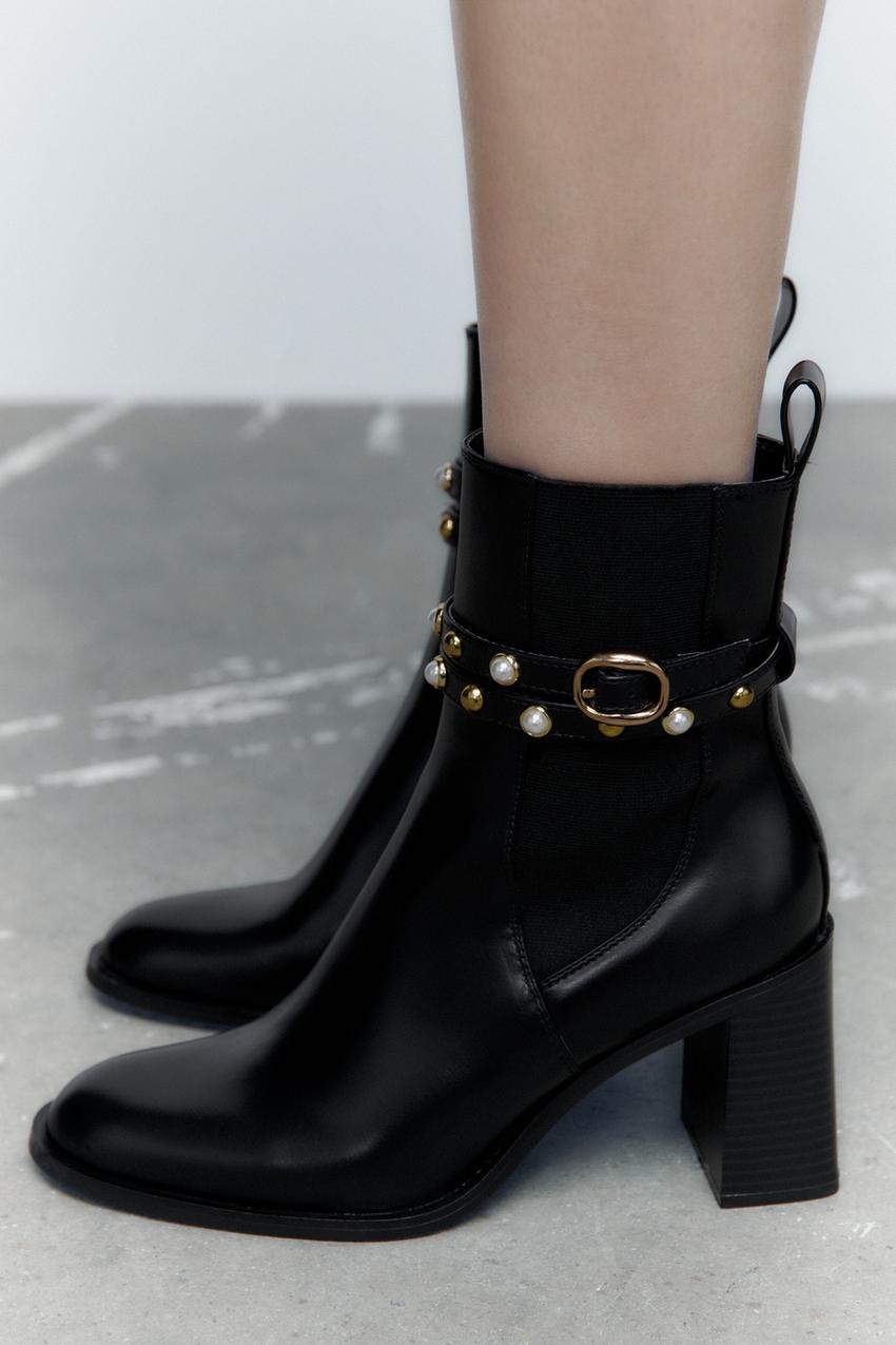 Zara black ankle boots womens Clearance