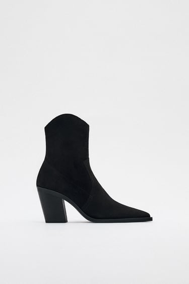 Image 0 of SPLIT SUEDE COWBOY HIGH HEEL ANKLE BOOTS from Zara