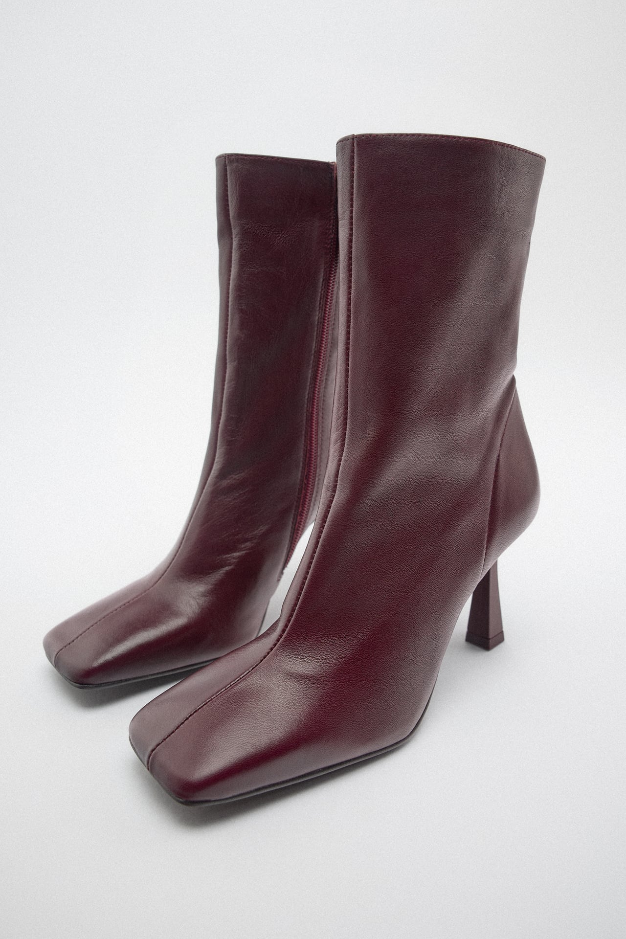 LEATHER HIGH-HEEL ANKLE BOOTS Zara