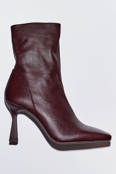 Image 0 of LEATHER HIGH-HEEL ANKLE BOOTS from Zara