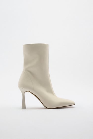 Image 0 of HEELED LEATHER ANKLE BOOTS from Zara