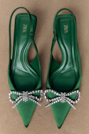 Image 0 of HEELED SLINGBACK SHOES WITH EMBELLISHED BOW from Zara