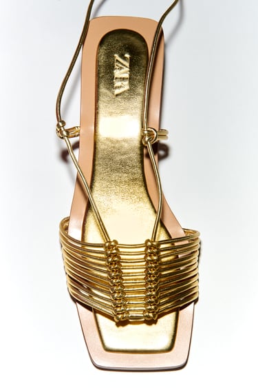 Image 0 of LACE UP LOW HEEL SANDALS from Zara