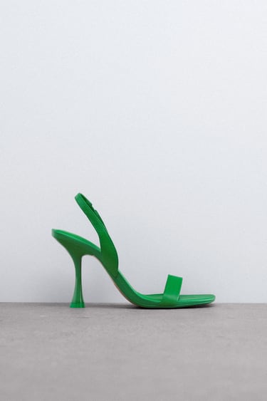 Image 0 of LEATHER HIGH-HEEL SLINGBACK SANDALS from Zara