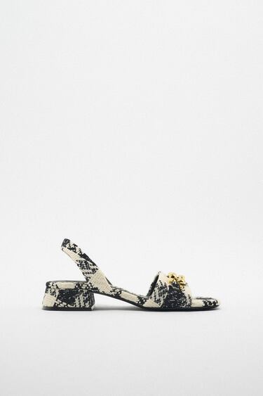Image 0 of FABRIC SANDALS WITH CHAIN DETAIL from Zara