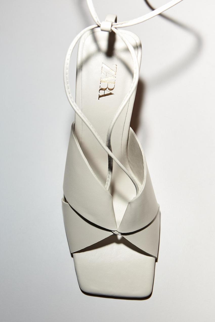Zara white leather sandals on sale