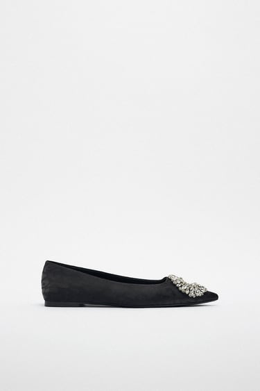 Image 0 of EMBELLISHED FABRIC BALLET FLATS from Zara