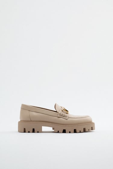 Image 0 of LEATHER LOAFERS WITH TRACK SOLE from Zara