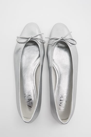 Image 7 of BOW TRIM LEATHER BALLET FLATS from Zara