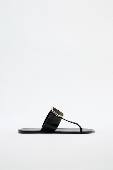 SANDALIA TACÓN PIEL PLANTA YUTE - Negro | ZARA España