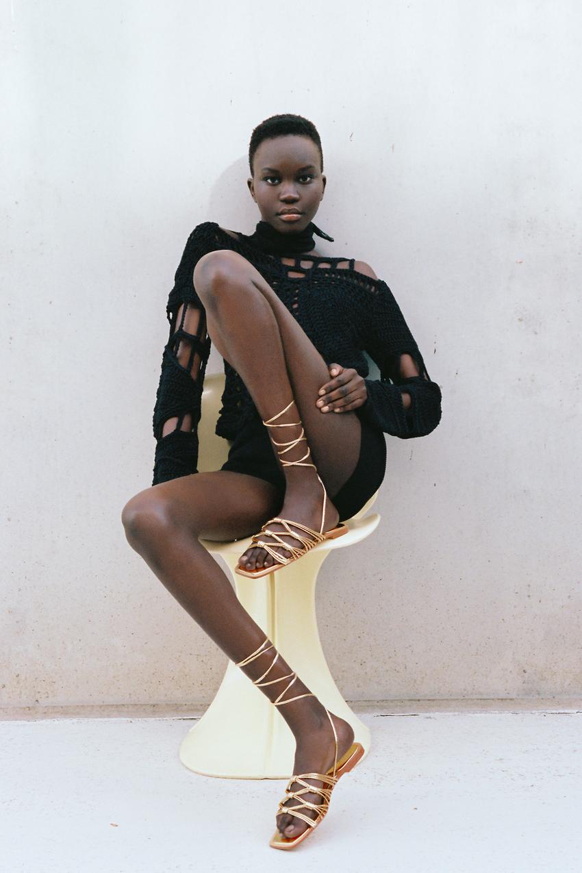 Zara gold wrap sandals Clearance