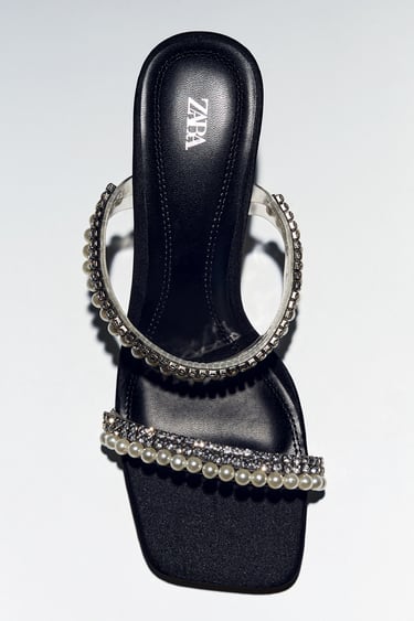 Image 0 of HEELED SANDALS WITH RHINESTONES from Zara