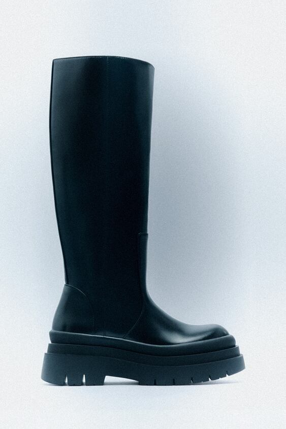 zara.com | KNEE-HIGH BOOTS WITH TRACK SOLES