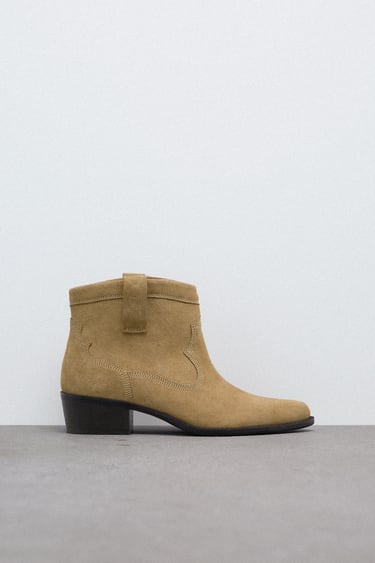 Image 0 of LEATHER COWBOY ANKLE BOOTS from Zara