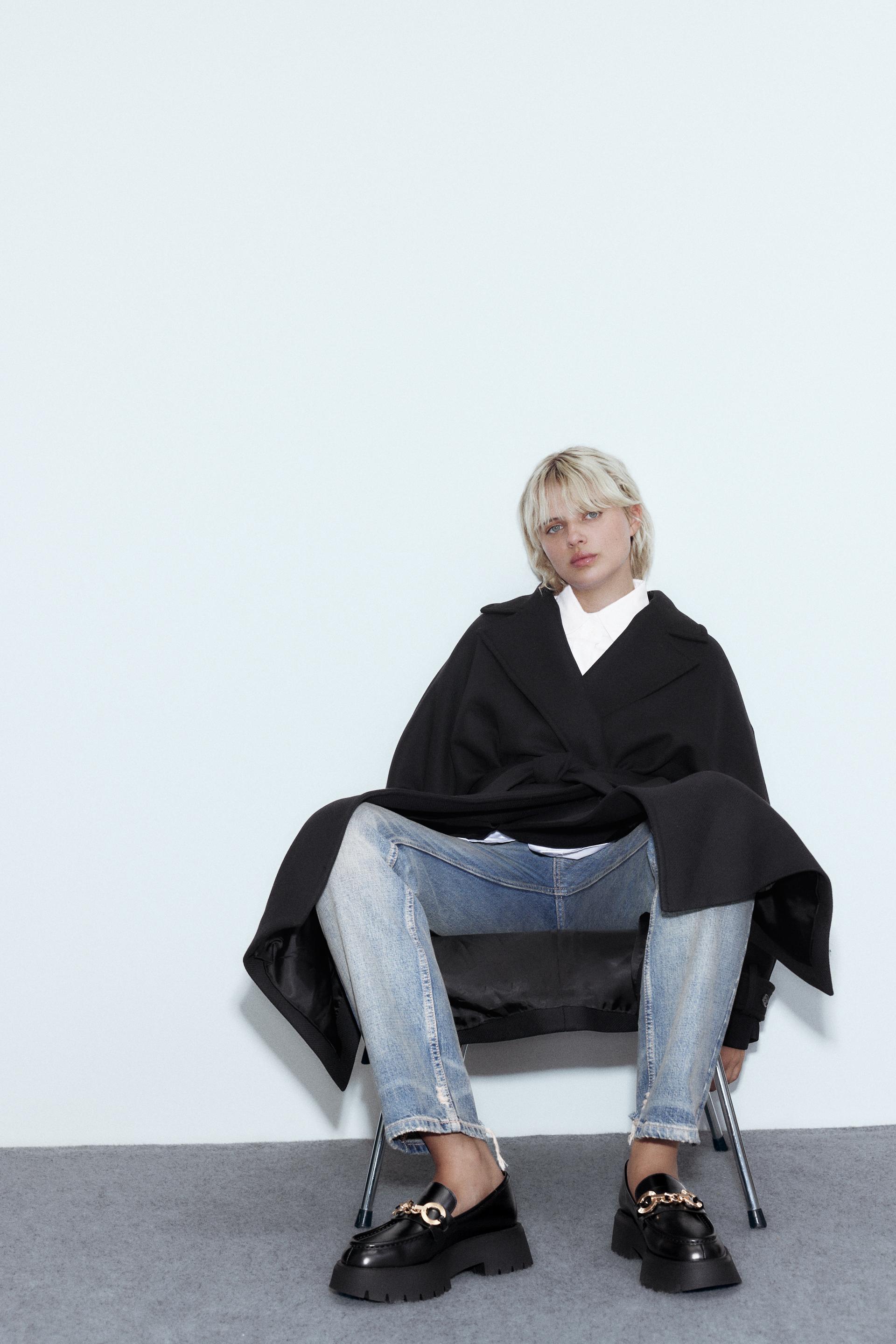 Lug sole leather loafers zara Clearance