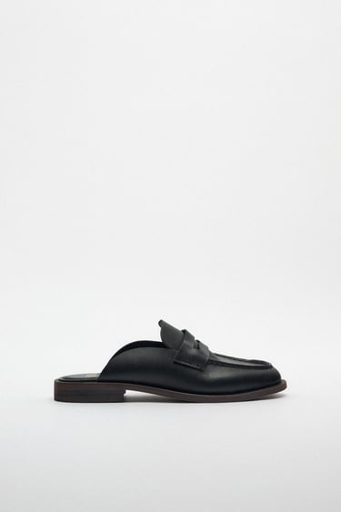 Image 0 of OPEN BACK LEATHER LOAFERS from Zara
