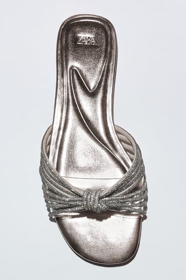 Image 0 of FLAT SANDALS WITH RHINESTONES from Zara